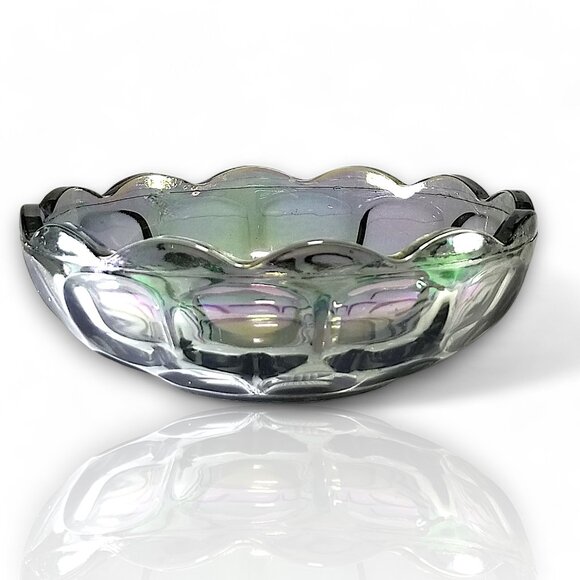 Carnival Glass Fruit Dessert Bowl Yorktown Green (Avocado) by Federal Glass - Picture 2 of 10